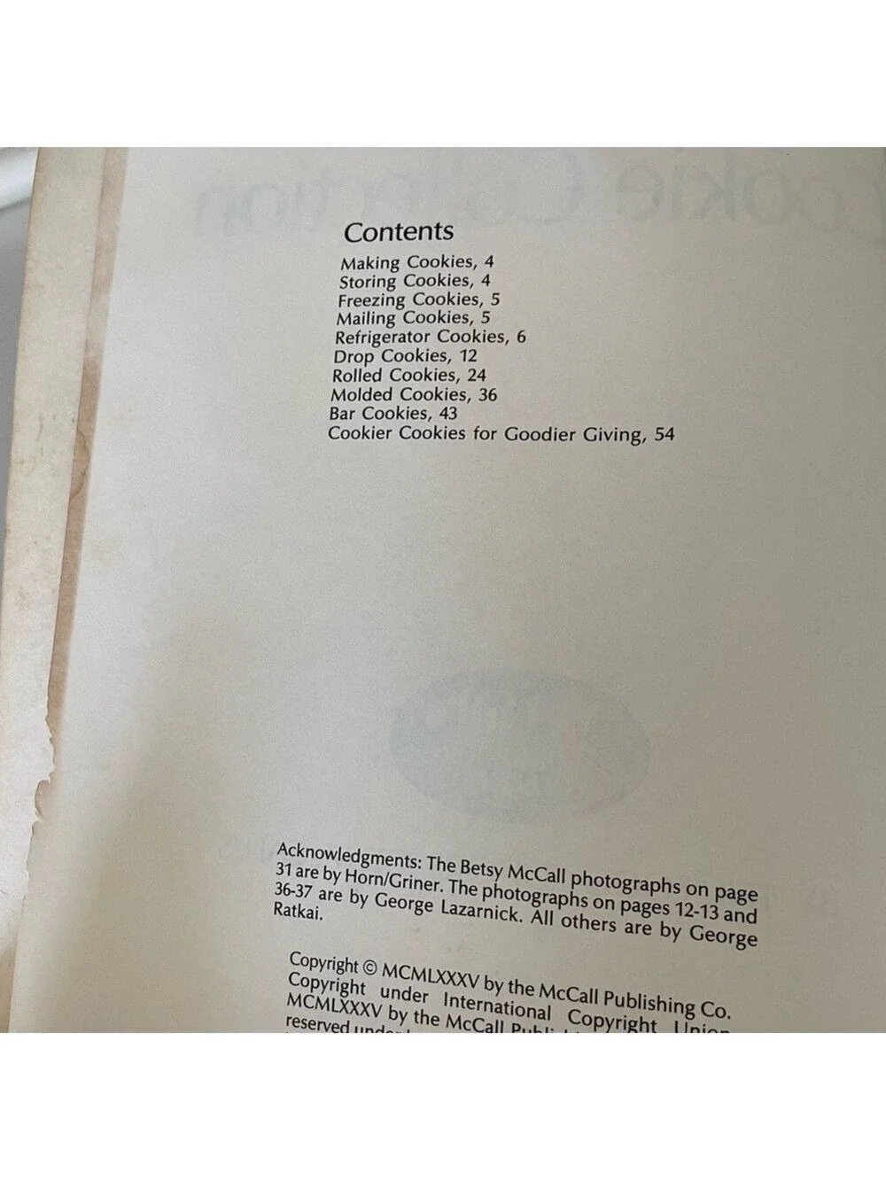 McCall’s Cookie Collection Volume 1 Cookbook